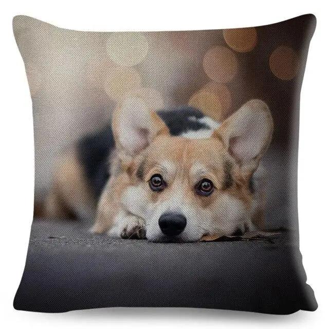 Cute Welsh Corgi Pembroke Dog Printed Pillowcase Decoration  Pet Animal Cushion Cover Sofa Household Car