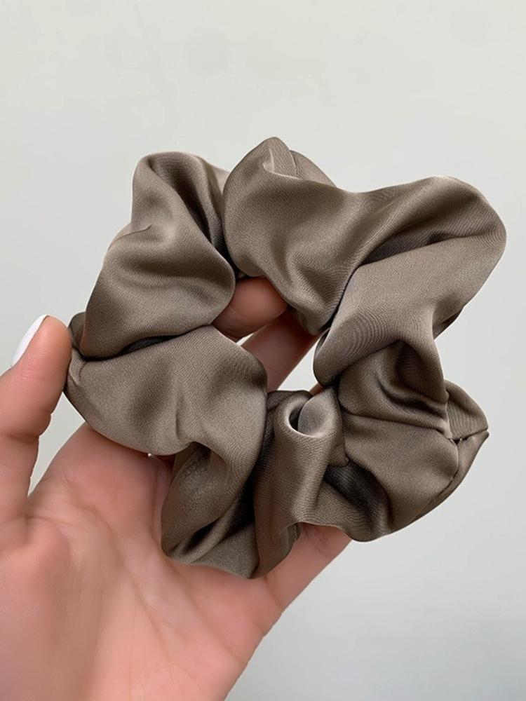 

Fashion Korean Big Hair Tie Scrunchies Satin Elastic Hair Band Bow Women Simple Temperament New Style Ponytail Hair Accessories кавовий