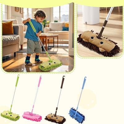 Mop And  Set For Child's Housekeeping Fun (brown/pink/blue/green)