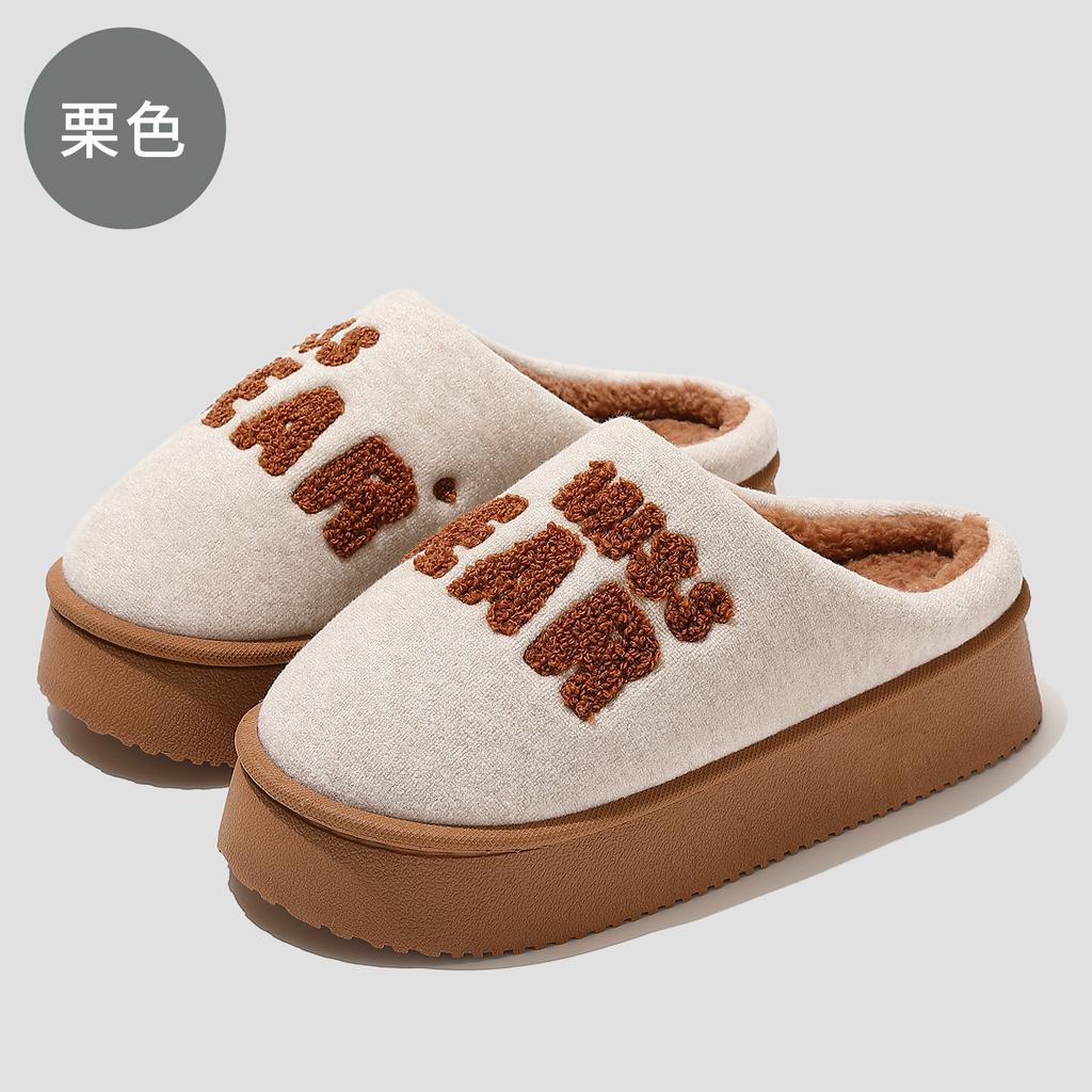 2025 New Cotton Slippers Autumn and Winter Indoor Home Simple Warm Piled Thickened Cotton Mop
