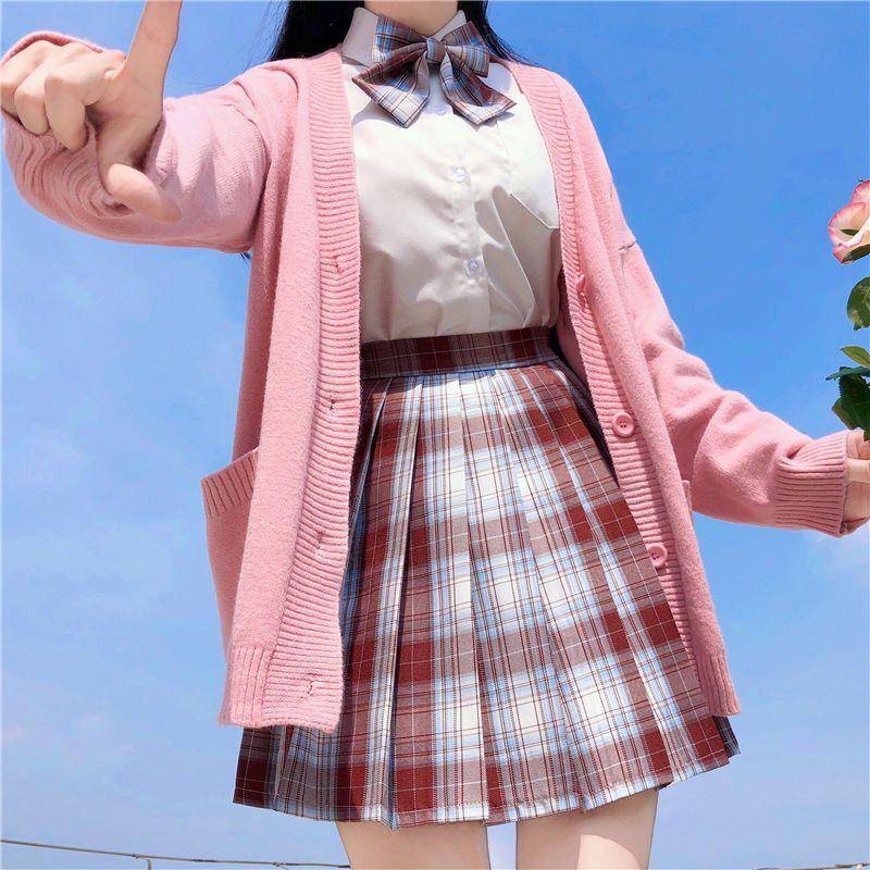 Japanese Academy Style JK Uniform Set - Long/Short Sleeve, Pleated Skirt for Female Students