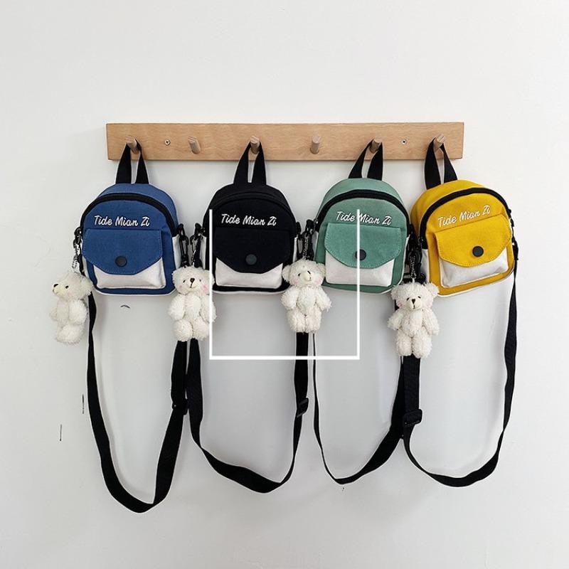 Women's Bag, New Small Square Bag, Fashionable Splicing Canvas Portable Messenger Bag
