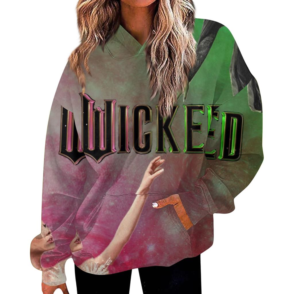 Women's Casual Fashion Witch Print Long-Sleeve Hooded Sweatshirt With Pockets