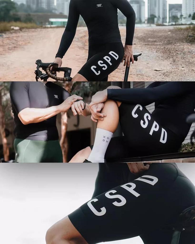 CSPD Summer Black & White Cycling Bib Shorts for Men & Women - Road Bike Sportswear, Hot Style 5-Point Design.