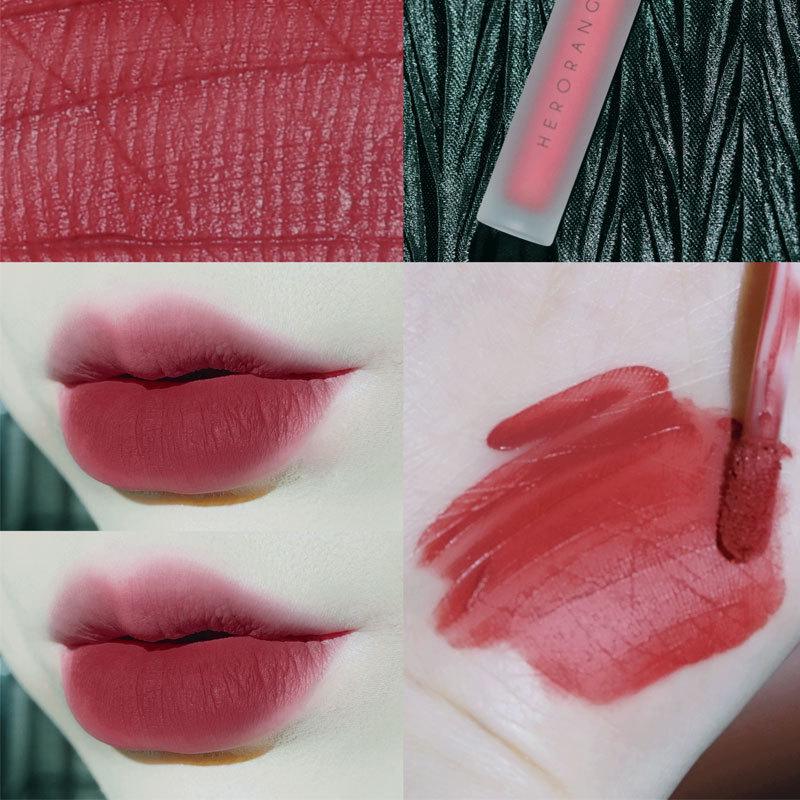 HERORANGE Twilight Milkshake Velvet Air Matte Lip Glaze: Non-Stick, Whitening, Student-Friendly Lip Mud