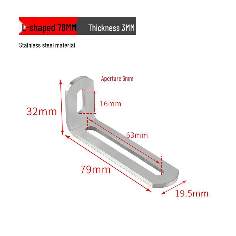 Stainless Steel 90° Movable L-Shaped Corner Bracket with Long Hole for Shelf Support
