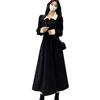 2026 Retro Color Block Corduroy Waist-Cinched Long-Sleeve Dress for Women - Plus Size Spring/Autumn Chic