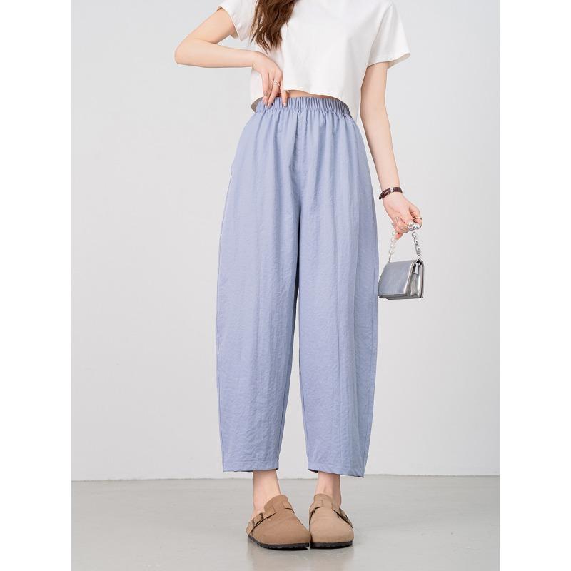 

Новая мода девятиточечные брюки Харлан летние повседневные тонкие с высокой талией тонкие модные простые свободные брюки-конусы L озеро синий