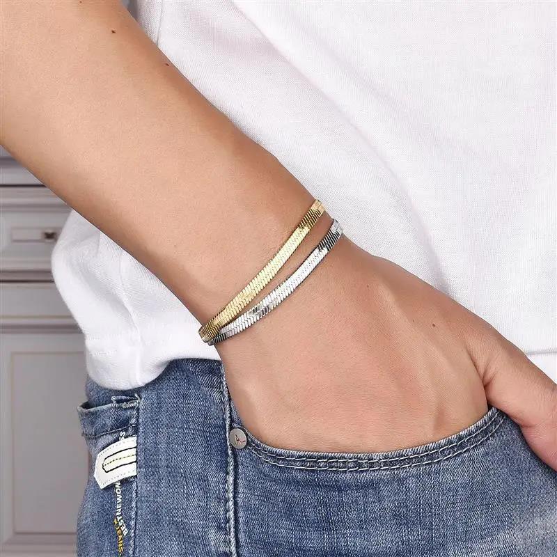 New 925 sterling silver 4MM Snake Chain Bracelet For Women Men Classic Gold Charm Bracelets Jewellery Wholesale Dropshipping