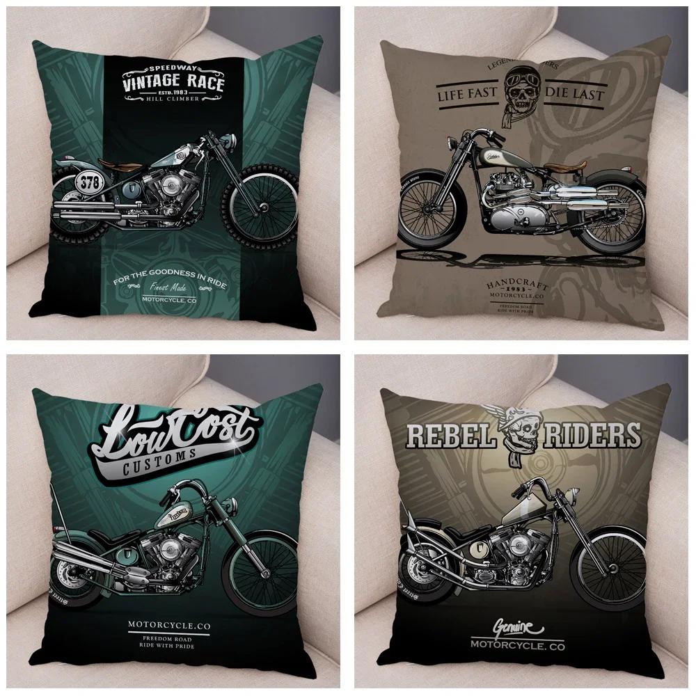 Super Soft Plush Cushion Cover 45x45cm Cartoon Motorcycle Pillowcase Decor Car Printed Pillow Case for Home Sofa Children Room