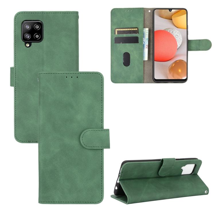 For Samsung Galaxy A42 5G Solid Color Skin Feel Magnetic Buckle Horizontal Flip Calf Texture PU Leather Case with Holder & Card Slots & Wallet(Brown)