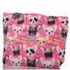 Pink Beach Bag with Dog Pattern and Zipper
