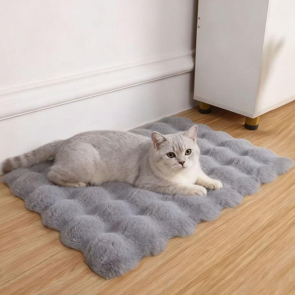 Soft Fluffy Pet Sleeping Mat Thickened Design Fluffy Pet Blanket Warm Plush Pet Mat  Indoor Pet Use