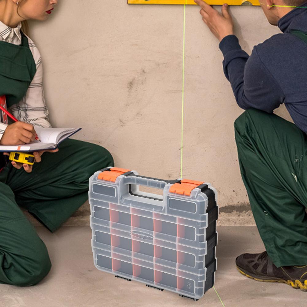 Double Side Tools Box Organizer Tool Storage Box Double Side Tools Box Hardware Tool Arrangement Box for Screws Nuts Nails Bolts