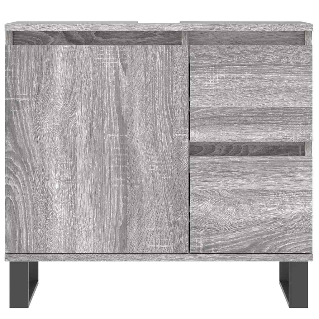 3 Piece Bathroom Furniture Set Grey Sonoma Wood Based Panel