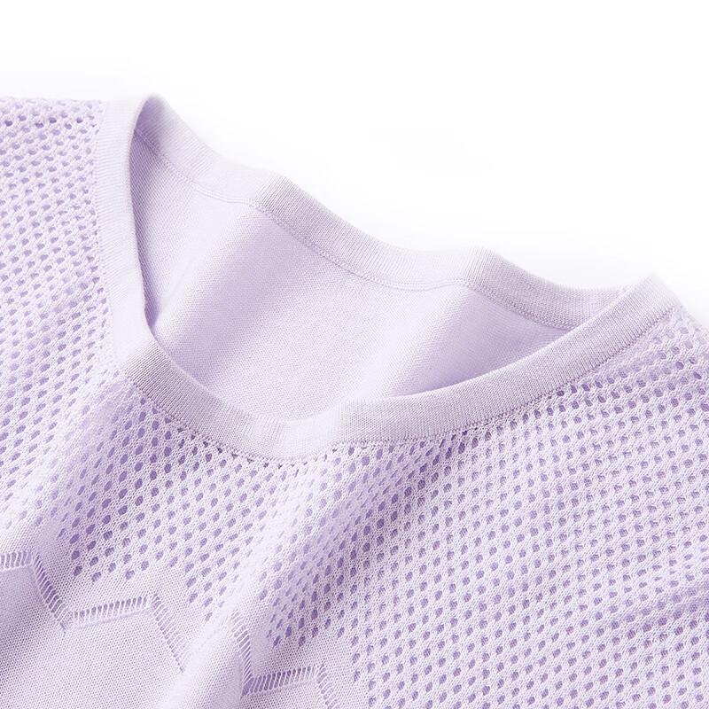 Tu Huang Women's Mulberry Silk Blend Hollow-Out Knit T-Shirt