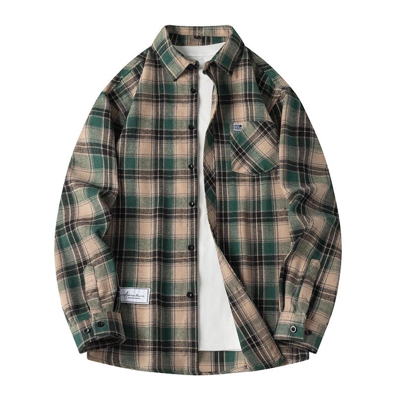 Männer Hemd Plaid Lose Straße Langarm Casual Shirt Schwarz Übergroßen Weiche Hemd Frühling Herbst
