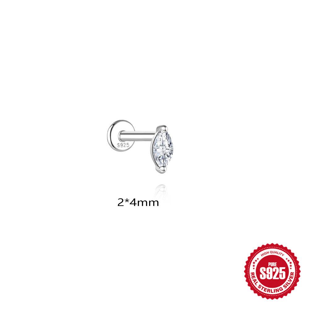 Simple Petal Moissanite S925 Silver Thread Cartilage Earring 16G Helix Stud Fashion