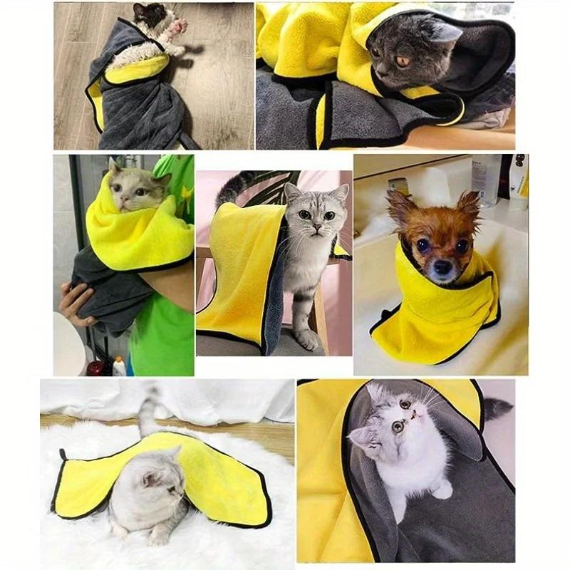 2PCS Pet Absorbent Towel, Dog Cat Quick Drying Bath Towel, Ultra-fine Fiber Super Absorbent Pet Towel, Cleaning Supplies