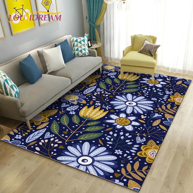 3D Mushroom Flower Plant Leaf Area Rug,Carpet Rug for Living Room Bedroom Sofa Doormat Decoration,Kitchen Non-slip Floor Mat