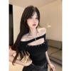 Korean Hollow Shoulder Short Sleeve T-Shirt Women's Summer Pure Desire Spice Girl Off Shoulder Spice Girl Slim-fit Short Top