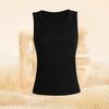 Women Thermal Vest Round Neck Sleeveless Thick Fleece Lining Bottom Vest Solid Color High-Elastic Fit Thermal Tops