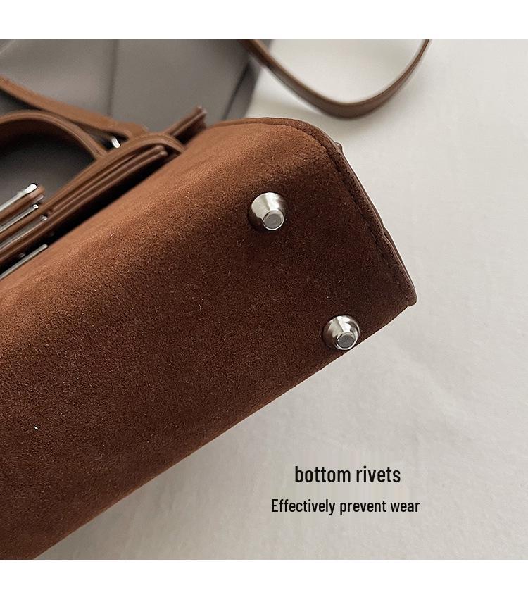 Mattes Wildleder Retro Kelly Tasche: Damen Modische Umhängetasche