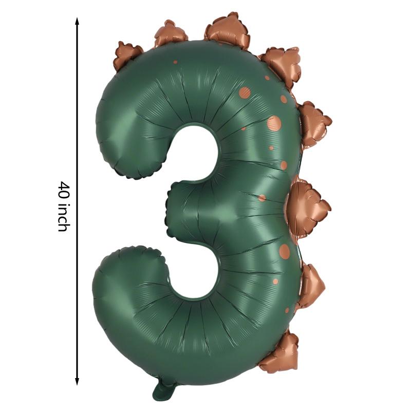 40inch Cartoon Dinosaur Number Balloons Green Cream Color Foil Balloons for Kids Boys Jungle Birthday Party Decoration Supplies