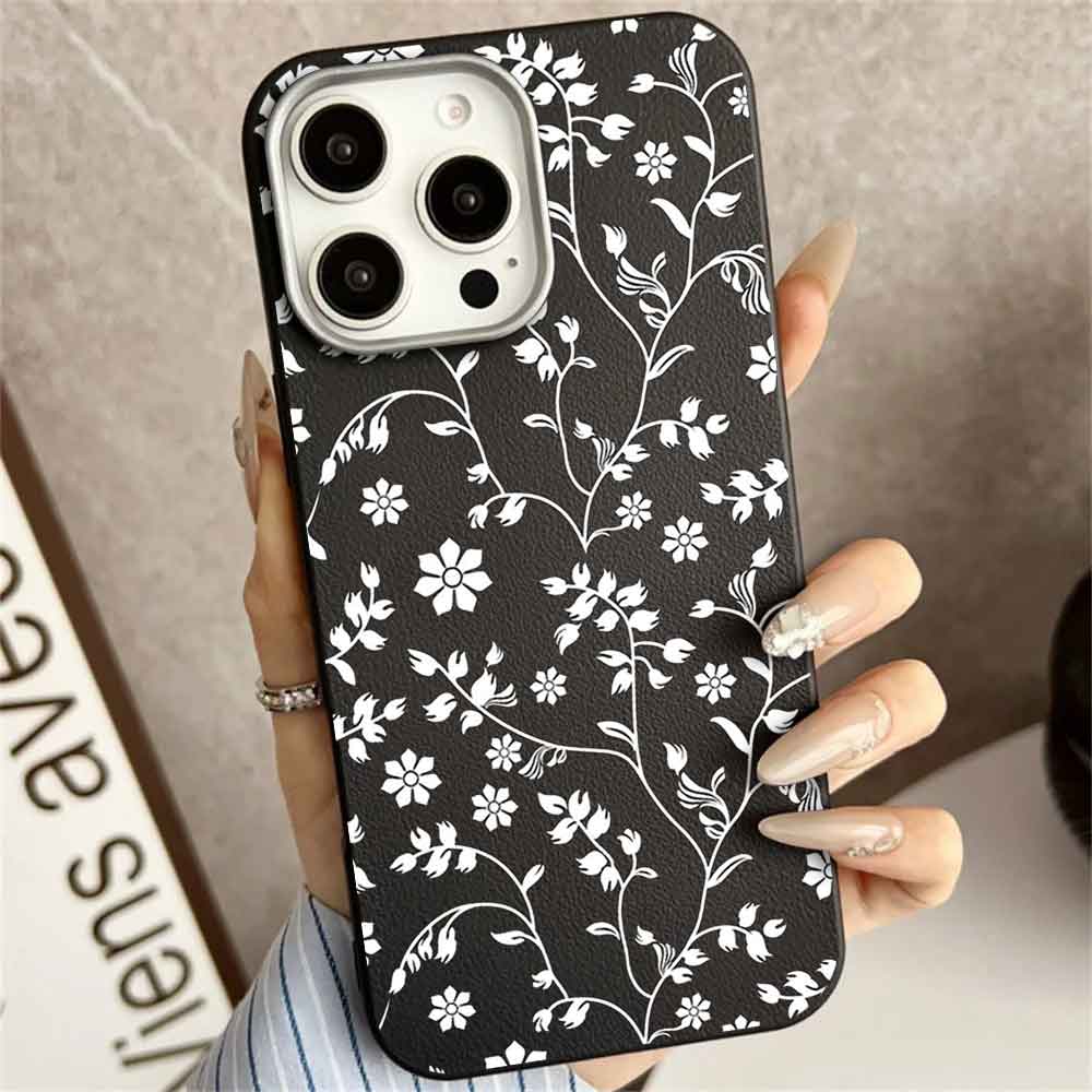 

Чехол для мобильного телефона с цветочным принтом, чехлы для телефонов, кожаный чехол для iPhone, Xiaomi, Samsung, царапины Redmi Note 12 Pro Plus 5G чёрный