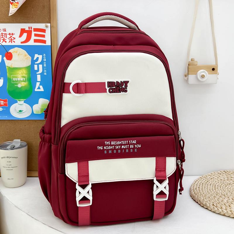 Contrast Color Backpack Campus Large Capacity Student Schoolbag