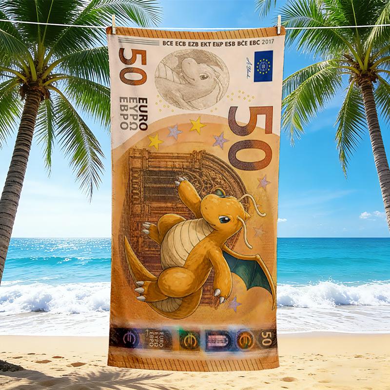1Pc Dragon Euro Note Beach Towel Quick Dry Multiuse For Beach Pool Gym Yoga Home Travel Christmas Halloween Xmas Gift S1622