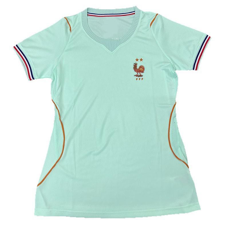 Womens France Away Soccer Jersey Short Sleeve Football Uniform Bamboo Fiber Sportswear