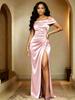 European and American Summer New Sleeveless One-word Shoulder High Waist Split Slim Temperament Banquet Dress Dress