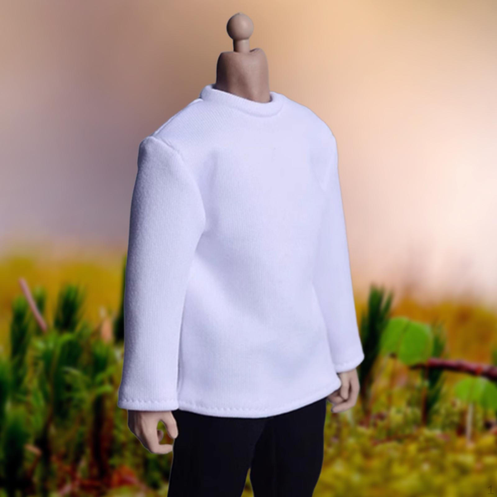 

1/12 Костюм рубашки с длинным рукавом Маленькая кукла ручной работы Повседневный базовый топ-пуловер для 6 дюймов белый