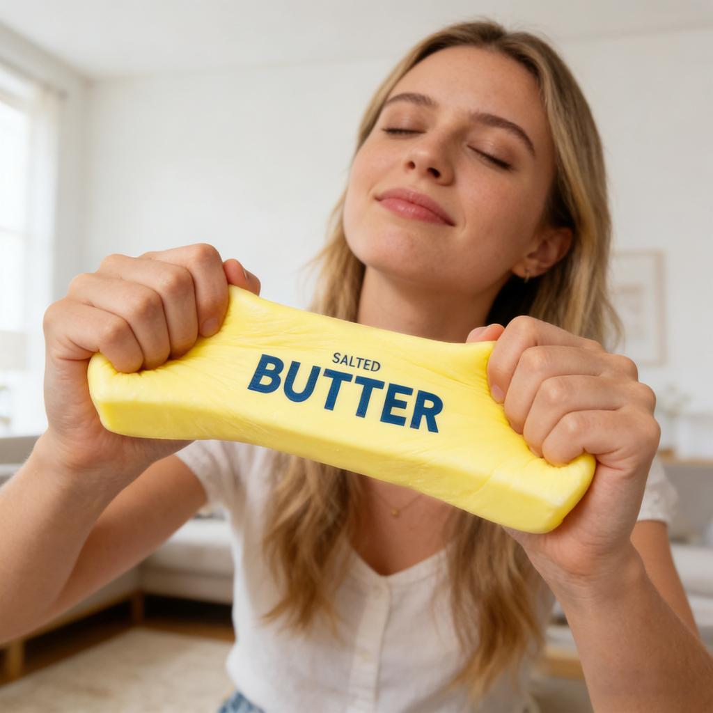 Butter Stick Shaped Stress Relief Toy Soft Squeezable Material 13 5cm Realistic Design for Desk Decoration and Play