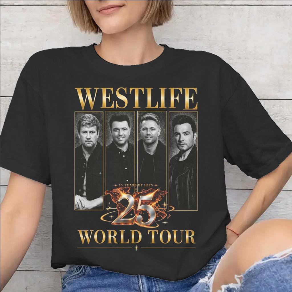 Westlife 25th Anniversary Tour 2026 Tee Shirt for Women Graphic Print T Shirts 100% Cotton Clothing