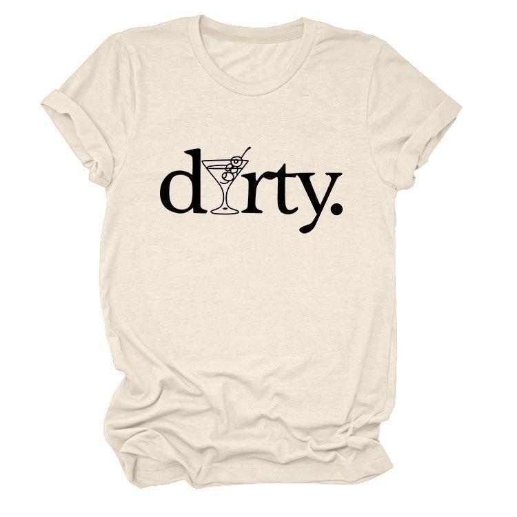 Drty wine glass women versatile comfortable casual loose large size fashion short sleeve S