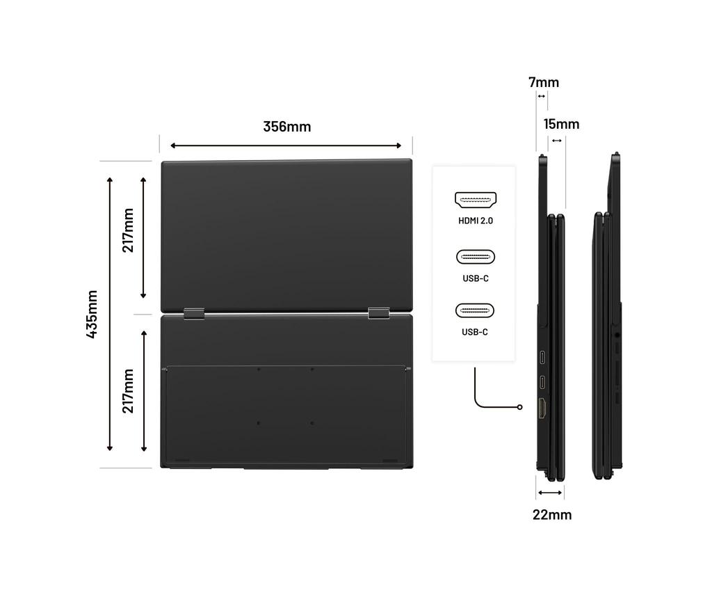 Refurbished JAPANNEXT Dual IPS Panel Mobile Monitor Full HD USB and Freestanding 15.6-inch JN-DMD-IPS156F, (1920x1080) Resolution, HDMI, Type-C,