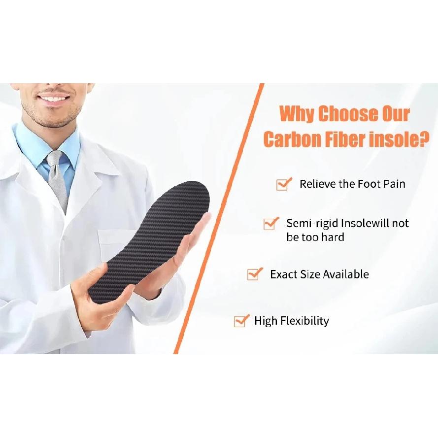 1 Pair 1.2mm Carbon Fiber Insole and Shock-absorbing Insole, Foot Fractures, Hallux Rigidus and Limitus, Rigid Shoe Insert