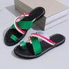 2024 Summer Hot Selling Women's Shoes Color Block Toe Women's Flat Shoes Fashion Large Size Casual Low Heel Beach Slippers
