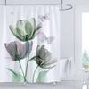 Floral Shower Curtain Watercolor Tulip Print Shower Curtain With Hooks, Waterproof Shower Curtain, Shower Curtains For Bathroom