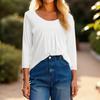 Women's Fashionable Casual Solid-color 3/4 Sleeved Pullover T-shirt Top