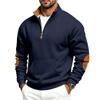 Men's Retro Patchwork Half-Zip Sweatshirt with Stand Collar for Fall Winter Casual Wear