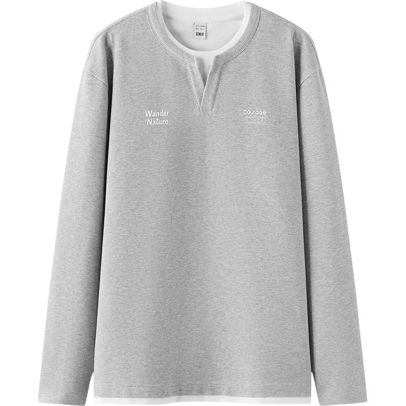 Semir Men s Faux Layered Letter Print Long Sleeve T-Shirt L