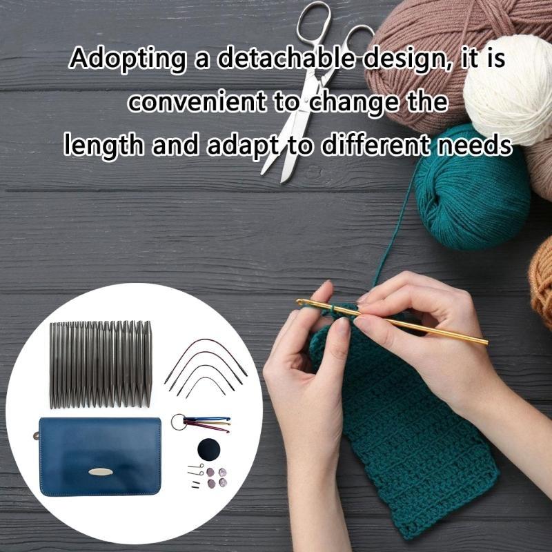 Interchangeable Circular Knitting Needle Set with Case and Accessories Stainless Steel Knitting Needle 2.2mm-4.5mm
