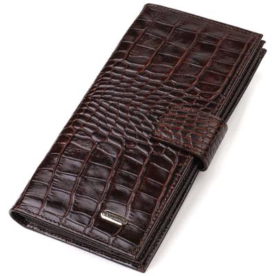 Stylish Wallet for Men Made of Genuine Leather with Crocodile Embossing CANPELLINI 21915 Brown