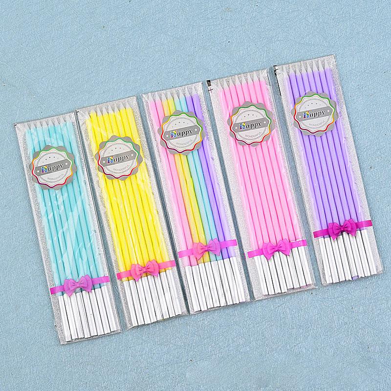 8 PCS Long Pencil Birthday Cake Candle Wedding Wax Cupcake Candle Home Decoration Supplies