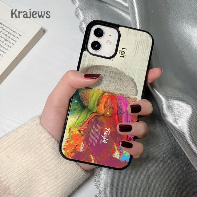 Krajews Anatomy Brain soft Phone Case Cover For iPhone 17 Air 16 15 14 plus 12 13 pro max coque Shell Fundas