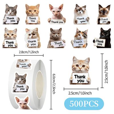 500 Stuks Hond Kat Bedankstickers Rol Schattige Puppy Zelfklevende Labels Tags Voor Het Ondersteunen Van Mijn Kleine Onderneming Envelopzegels Verpakking