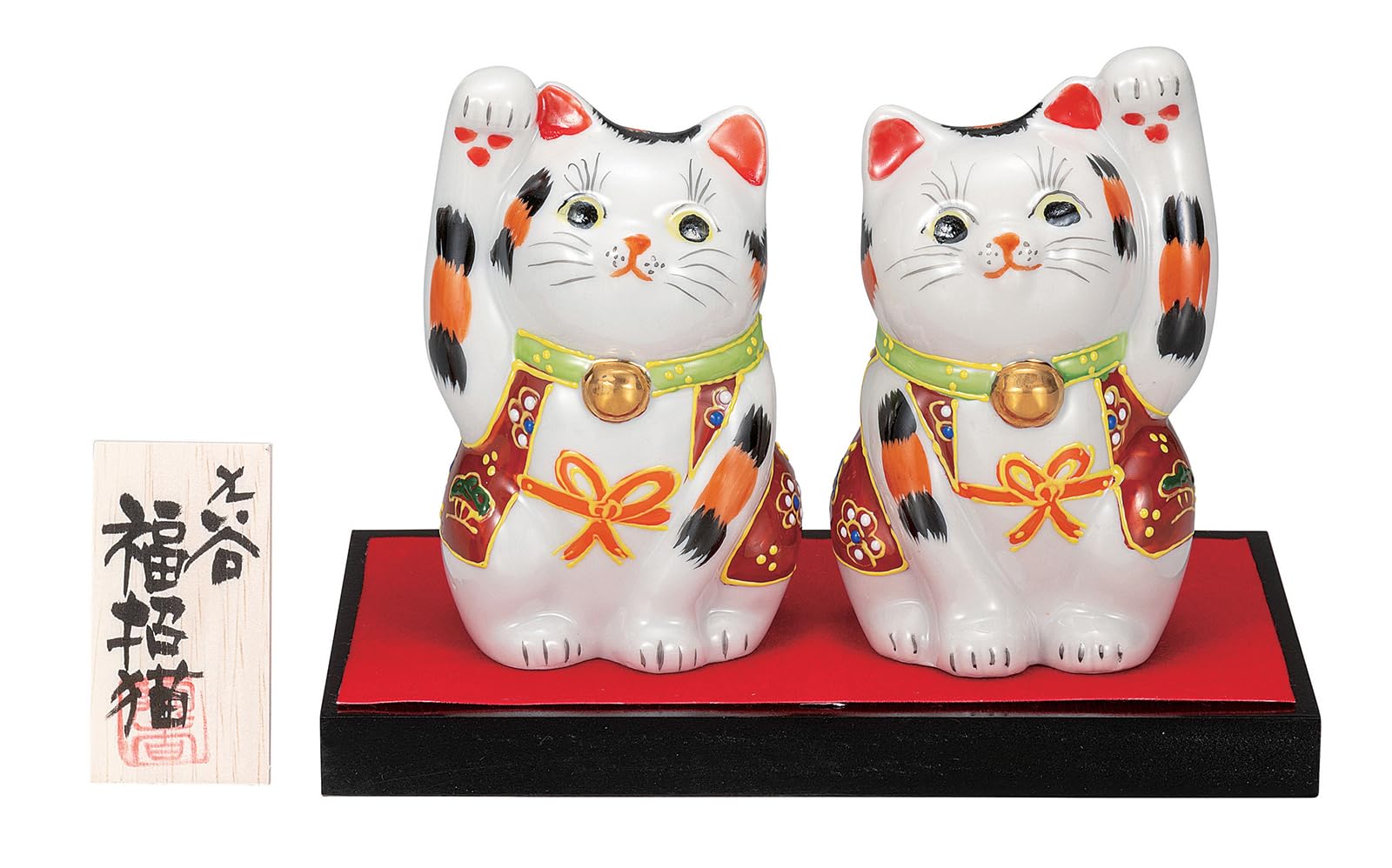 

Kutani Ware and with and Size Maneki-neko Figurines, Pair, Right-Handed Left-Handed, Stand, Rug, Nameplate, 11.5cm Tall, 3.5, K9-1521 белый